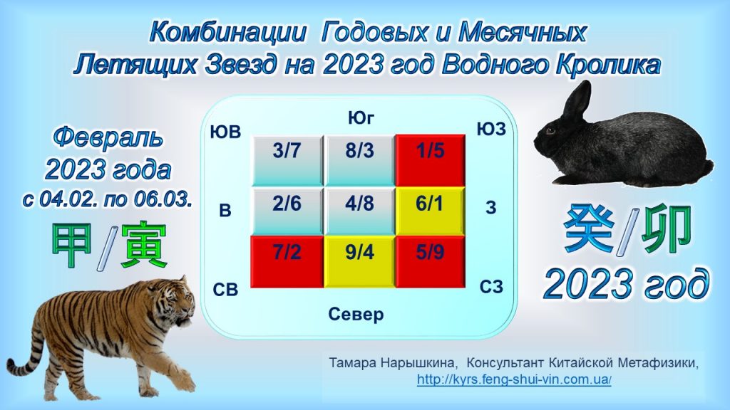 Комбинации годовых и месячных Летящих Звезд на 2023 год