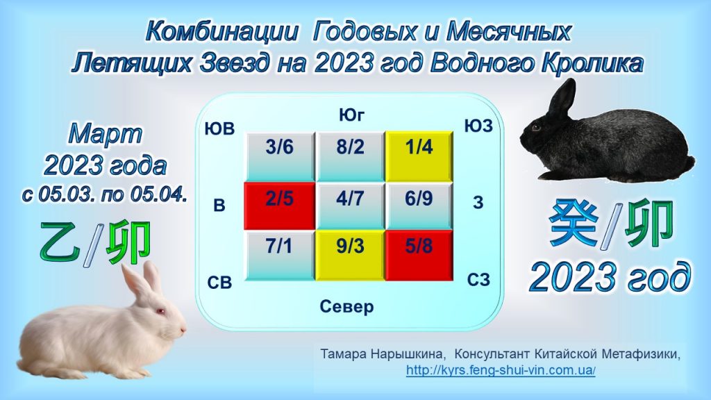 Комбинации годовых и месячных Летящих Звезд на 2023 год