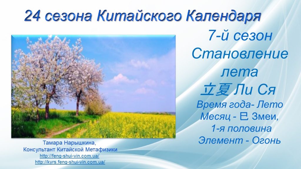24 сезона Становление лета 立夏 Сезон Ли Ся