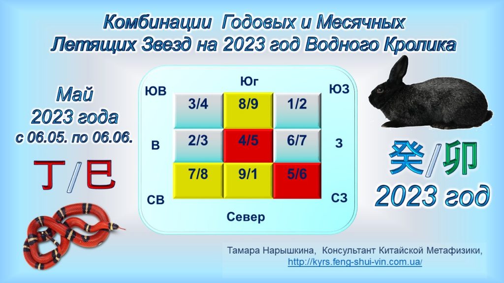 Комбинации годовых и месячных Летящих Звезд на 2023 год