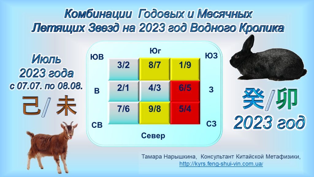 Комбинации годовых и месячных Летящих Звезд на 2023 год