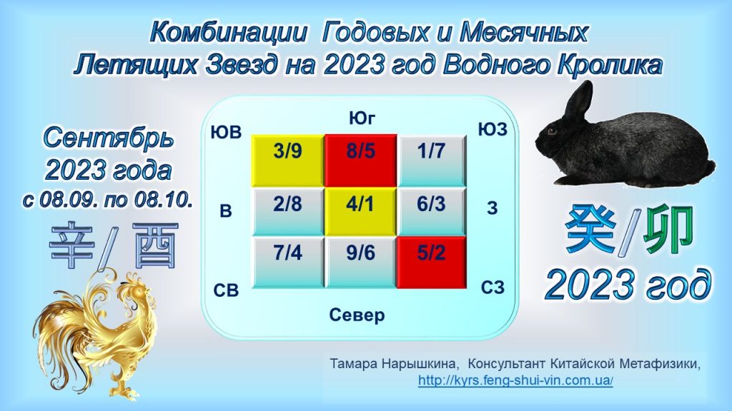 Комбинации годовых и месячных Летящих Звезд на 2023 год