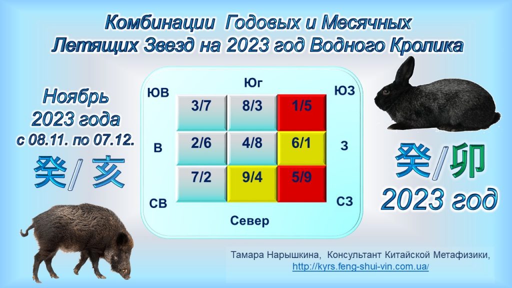 Комбинации годовых и месячных Летящих Звезд на 2023 год
