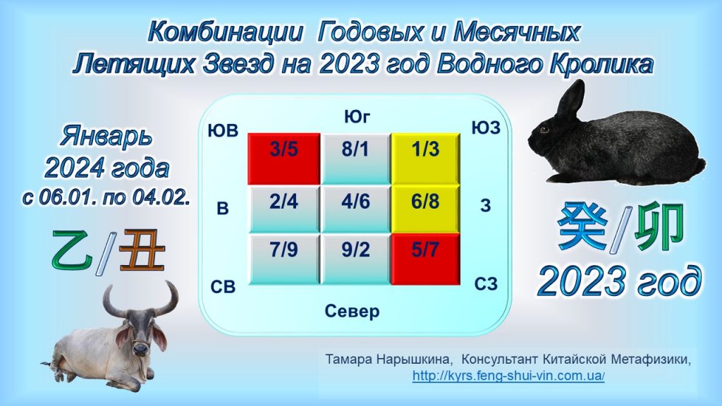 Комбинации годовых и месячных Летящих Звезд на 2023 год